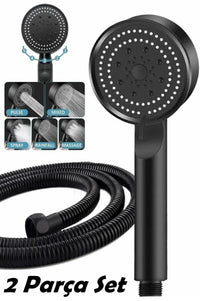 5 Fonksiyonlu Duş Başlığı Ve Siyah Duş Hortumu 150 Cm Set