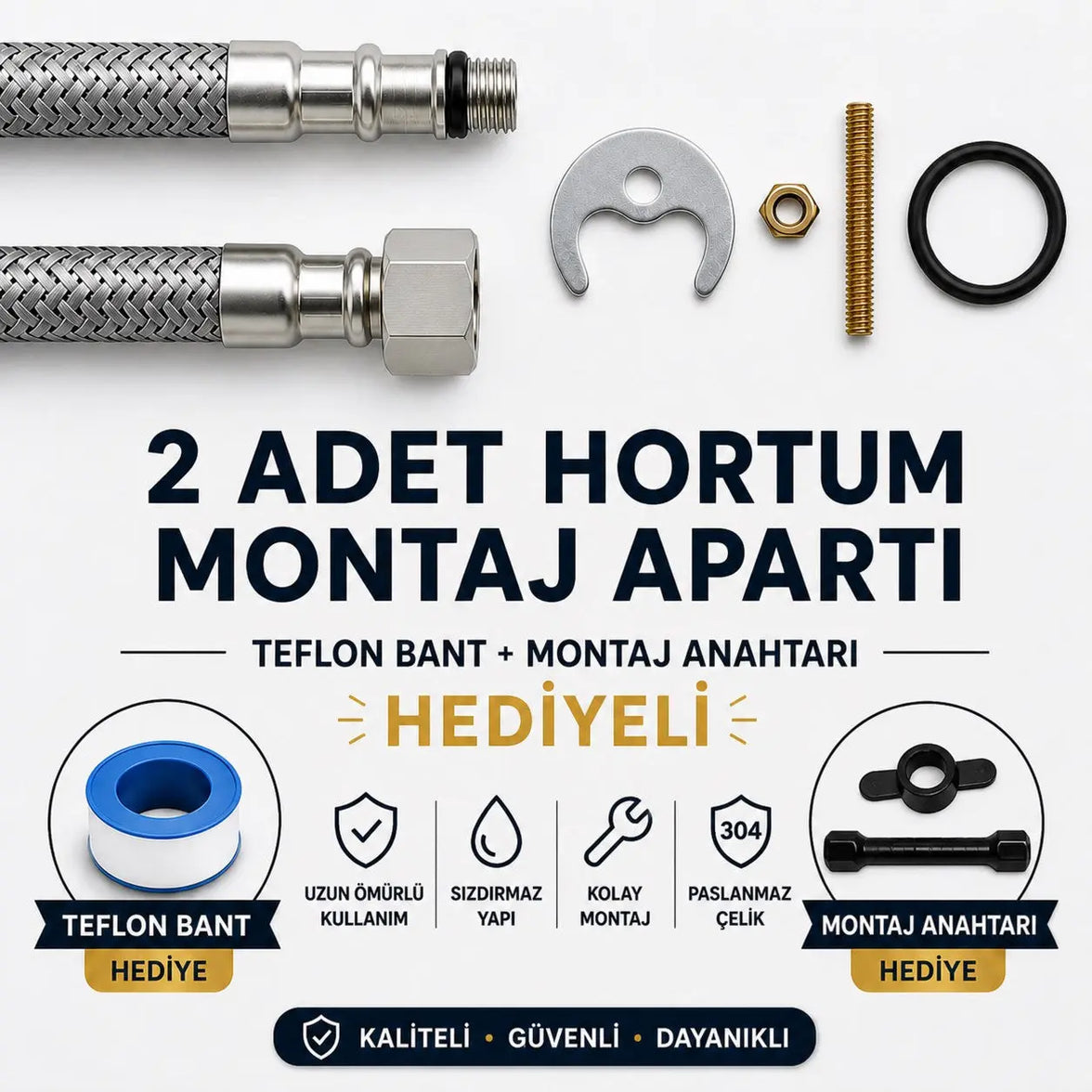 Defne Lavabo Bataryası 5 Yıl Garantili Pirinç Gövde Çift Su Girişli Musluk