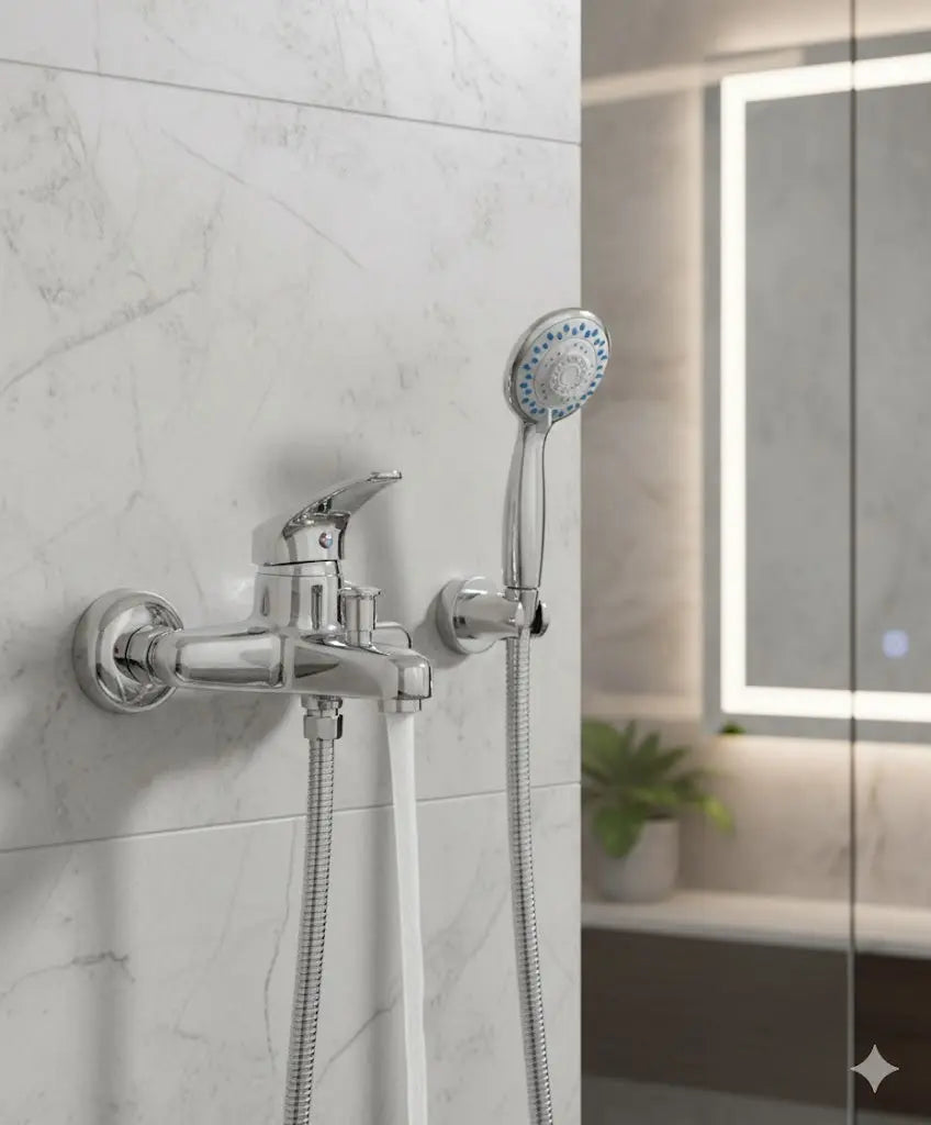 Sardıcı Krom Duş Başlığı+Banyo Bataryası+Mafsal+150 Cm Hortum 4' Lü Set sardıcı