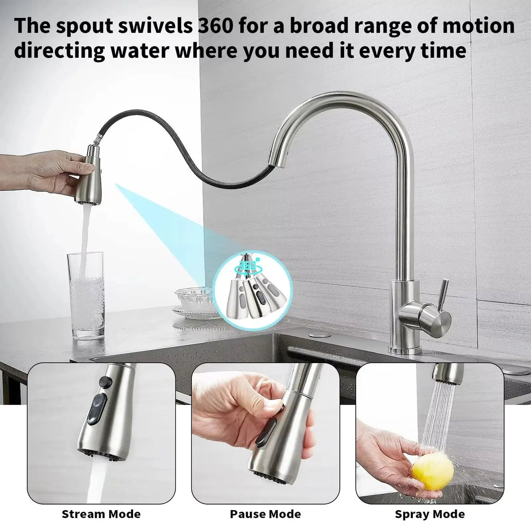 Spiralli Mutfak Bataryası Uzayan Sistem Tazzik ve Basınç Ayarlı Duşlama Özellikli Armatür sardıcı