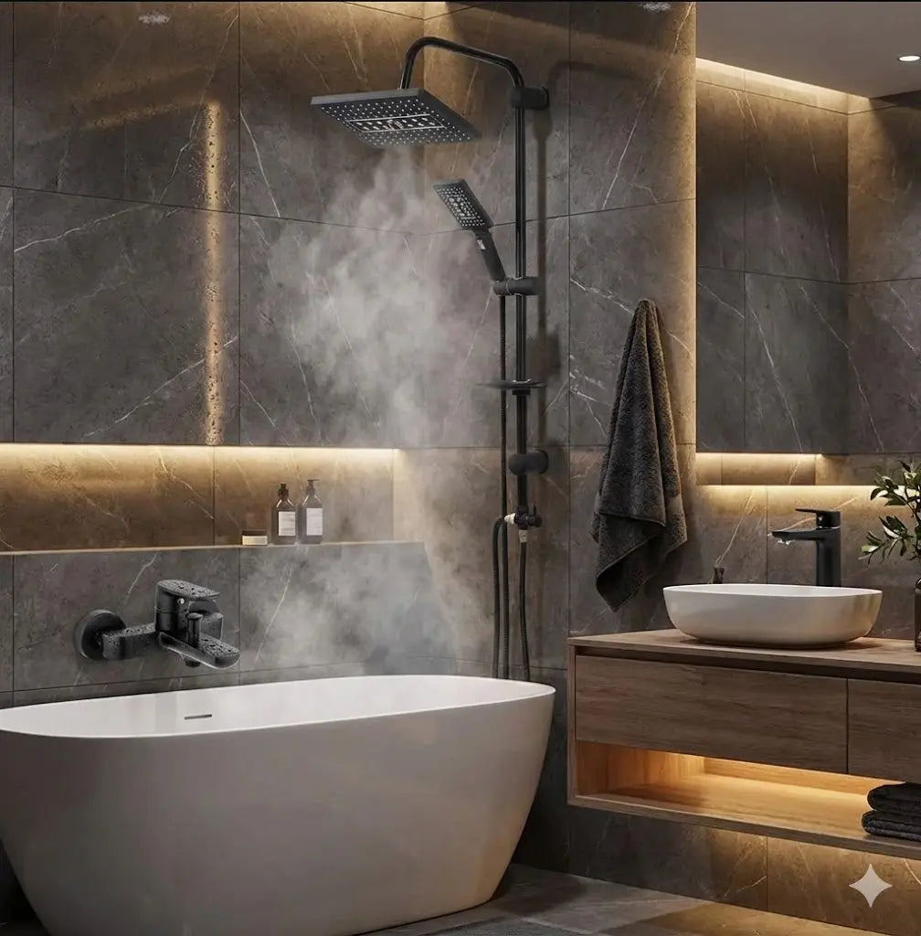 Diamond 3'lü Siyah Banyo Seti Sardıcı