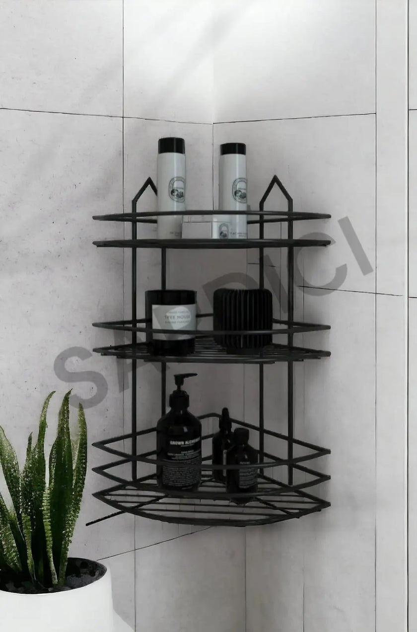 Sardıcı Şampuanlık Sabunluk  Banyo Köşeliği Düzenleyici Banyo Organizer Paslanmaz Yapışkanlı 3 Katlı