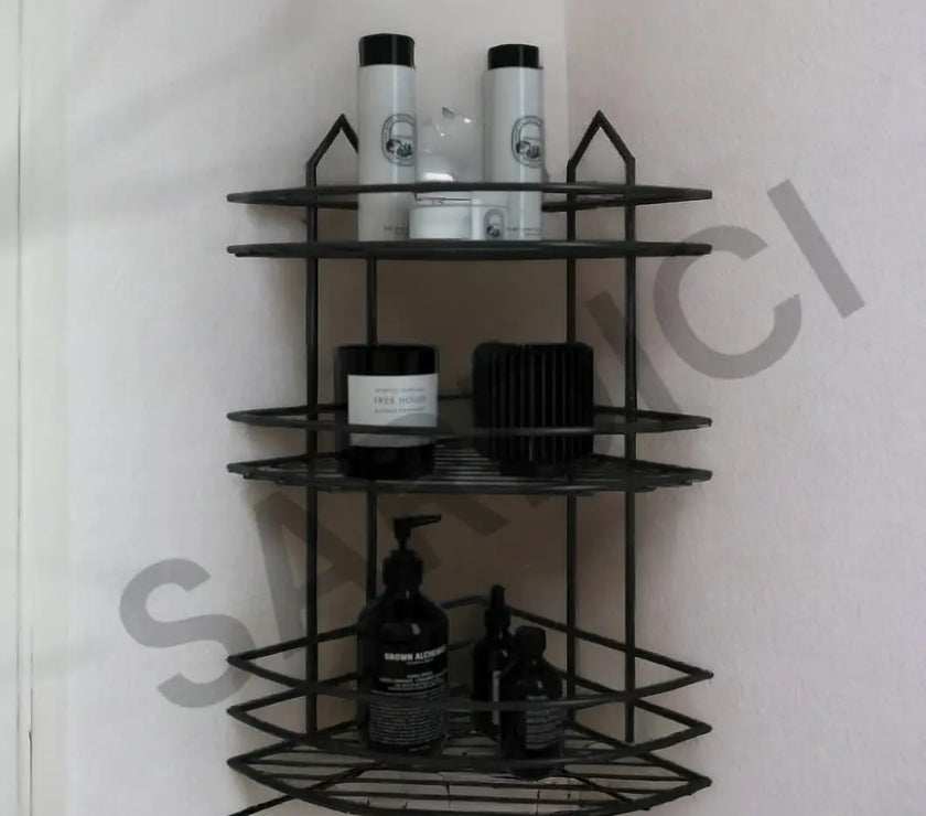 Sardıcı Şampuanlık Sabunluk  Banyo Köşeliği Düzenleyici Banyo Organizer Paslanmaz Yapışkanlı 3 Katlı