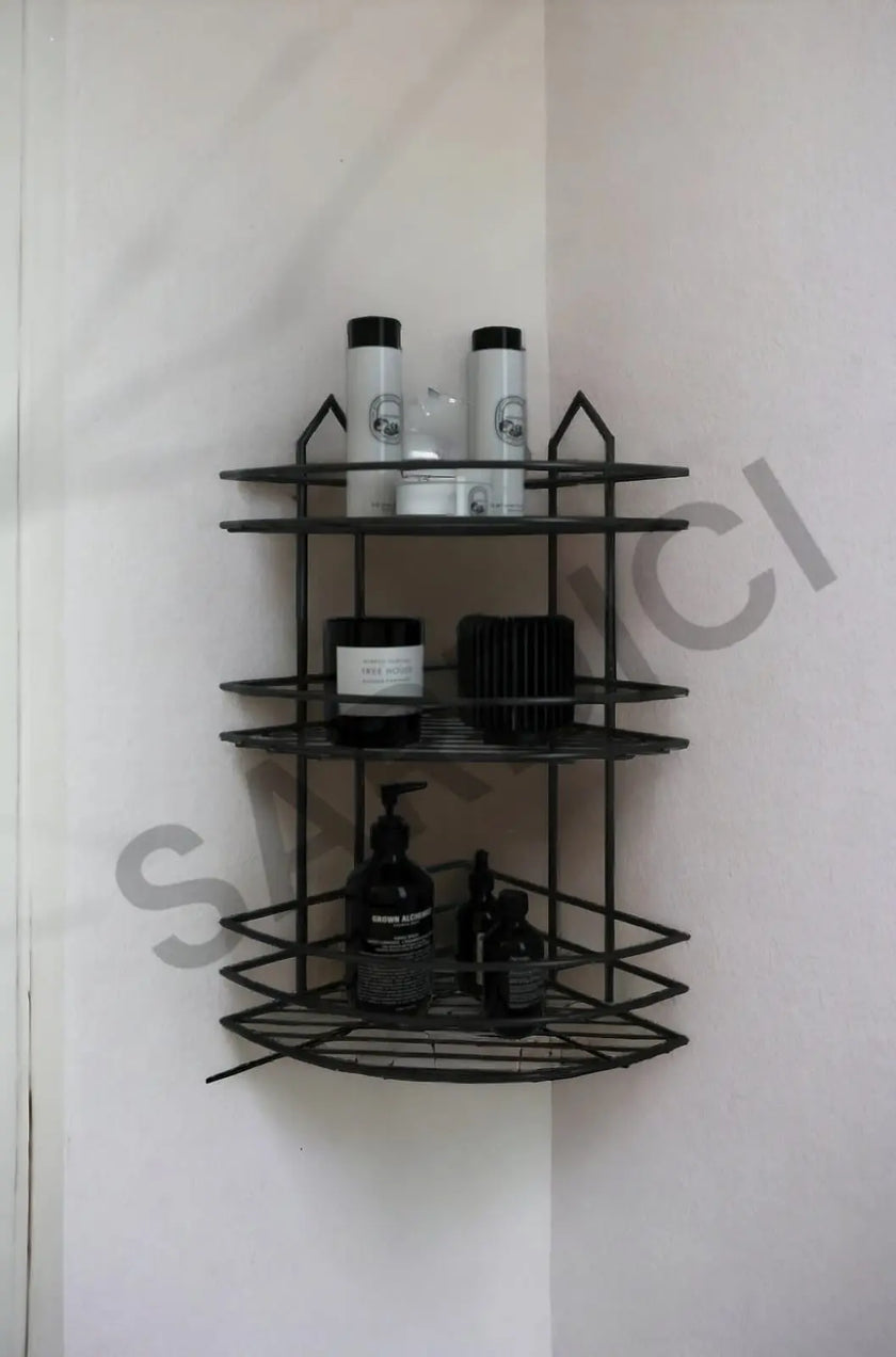 Sardıcı Şampuanlık Sabunluk  Banyo Köşeliği Düzenleyici Banyo Organizer Paslanmaz Yapışkanlı 3 Katlı